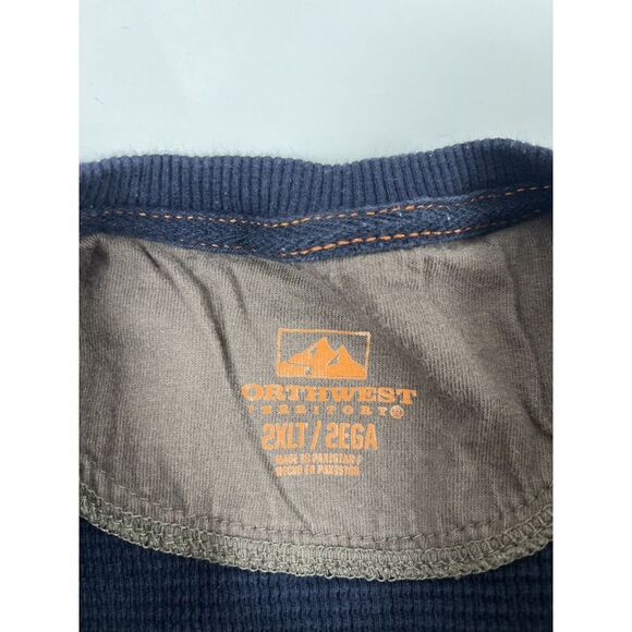 Lot 2 Northwest Territory Mens Henley Shirts 2XLT Weave Blue Ivory Cotton Thick - Picture 6 of 9